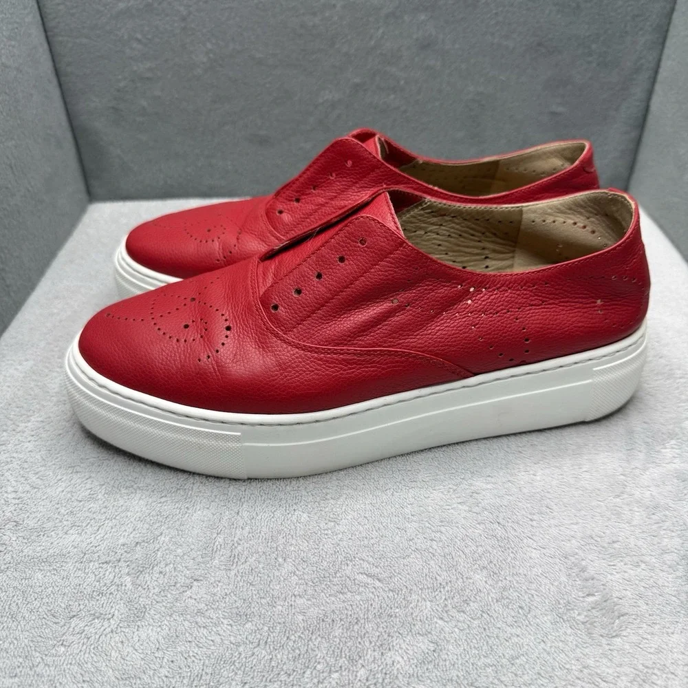 Fratelli Rossetti Hobo Sport Women's 38 Red Leather Platform Slip On Sneakers - Picture 1 of 9